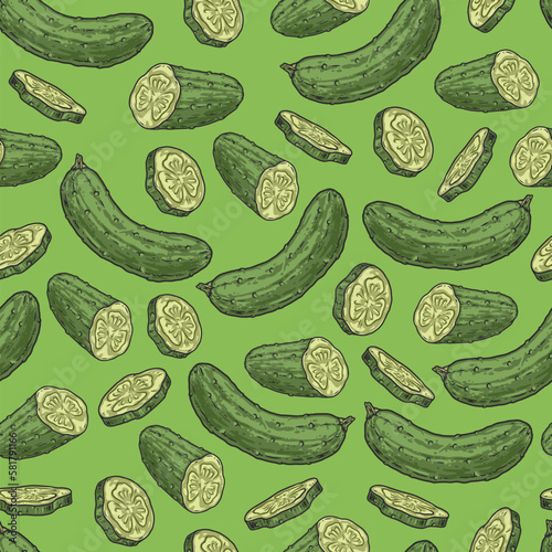 Salted cucumbers seamless pattern colorful