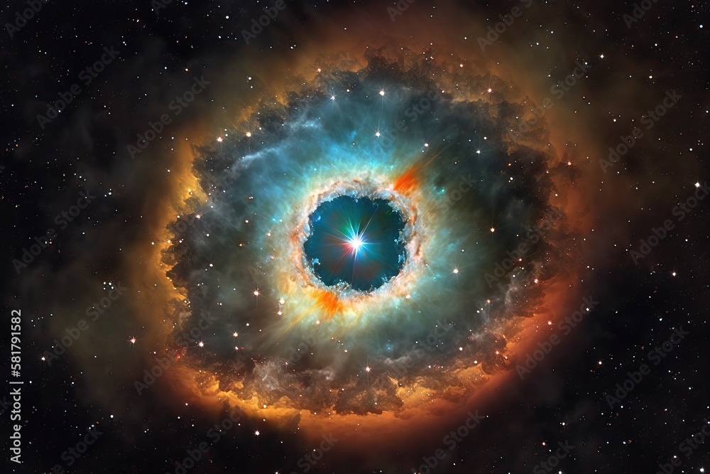 Fototapeta premium Nebula with bright star in galaxy (Ai generated)