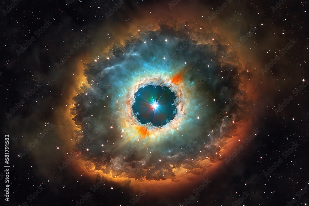 Nebula with bright star in galaxy (Ai generated) Nebula with bright star in galaxy (Ai generated)