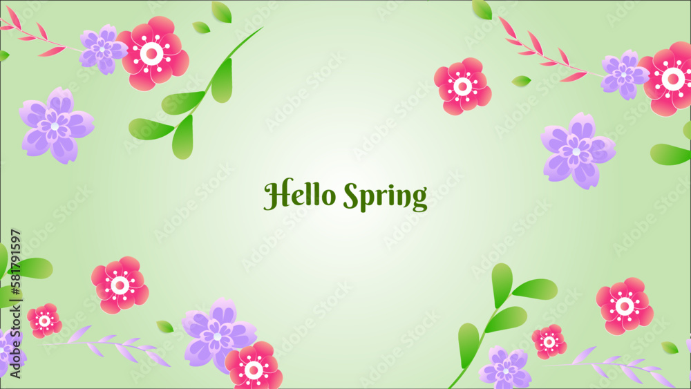 Spring time landscape background. Gradient green landscape vector