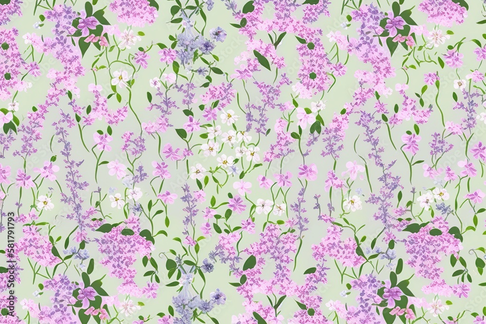 Wildflower pattern, intricate floral art background (Ai generated)