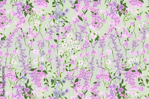 Wildflower pattern, intricate floral art background (Ai generated)
