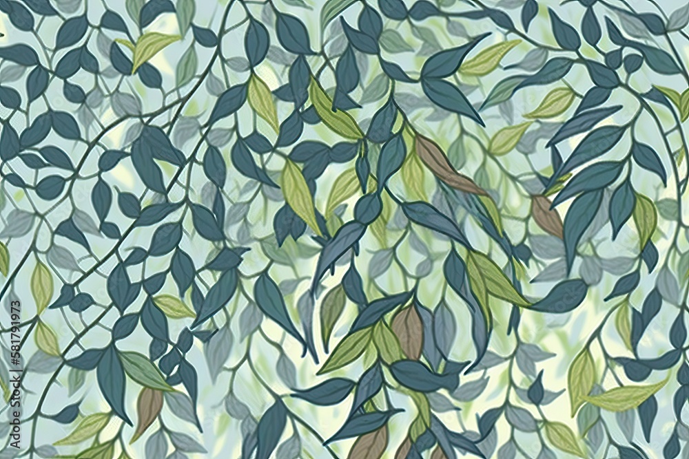 Leaf, green plant pattern of intricate leaves (Ai generated)
