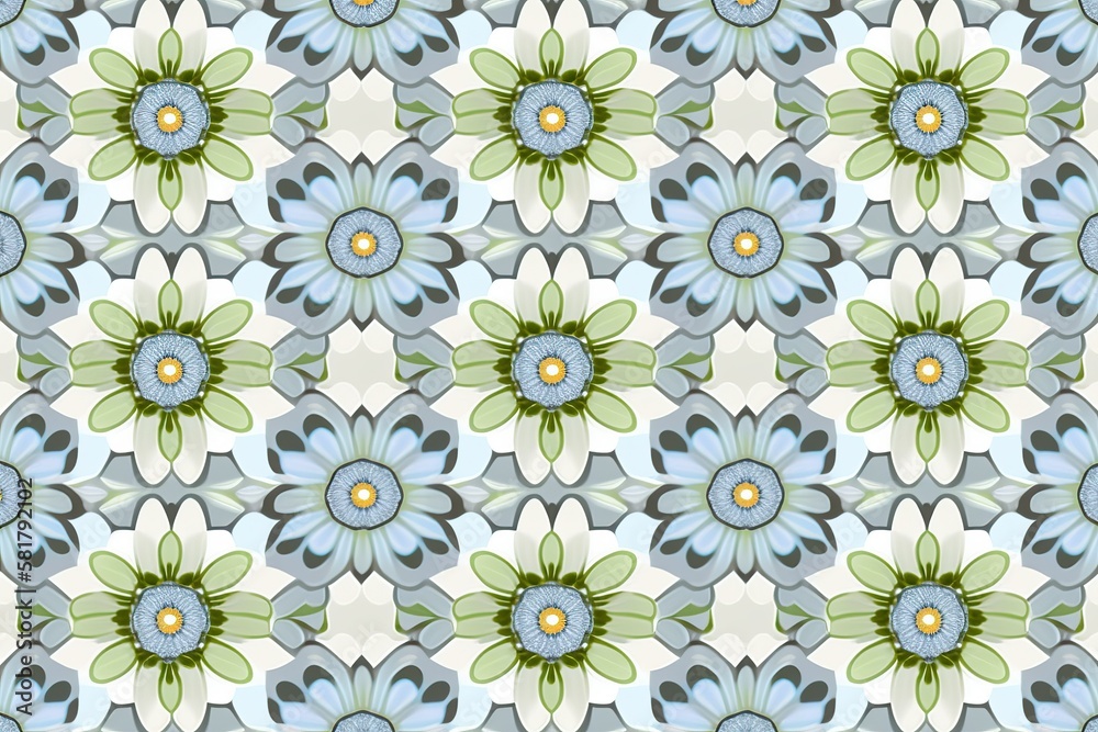 Daisy painting, Pattern of stylized daisies full background (Ai generated)