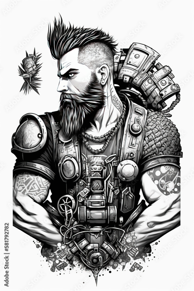 Fototapeta premium A colouring book page: Viking warrior, Norse mythology, Vikings created with Generative AI technology