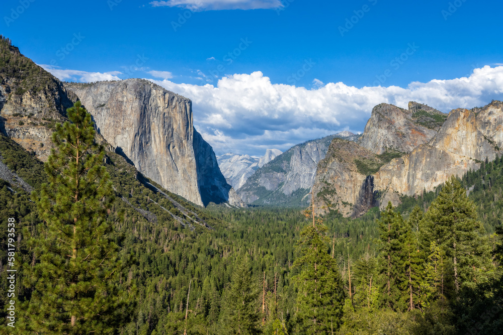 The view of the Yosemite Valley from the tunnel entrance to the Valley. Yosemite National Park, California