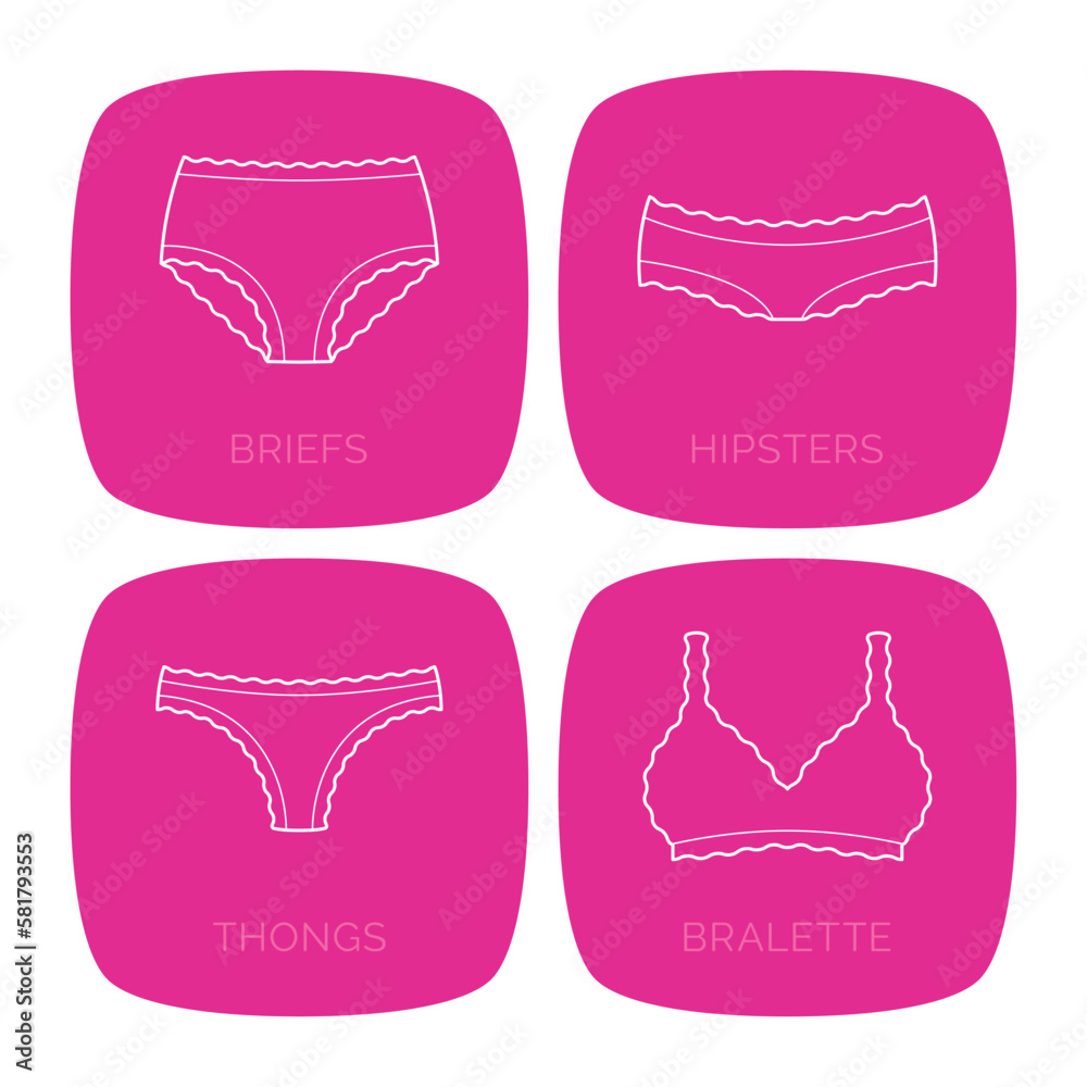 Vector set of women's underwear icons. Isolated on white background Vector set of women's underwear icons. Isolated on white background