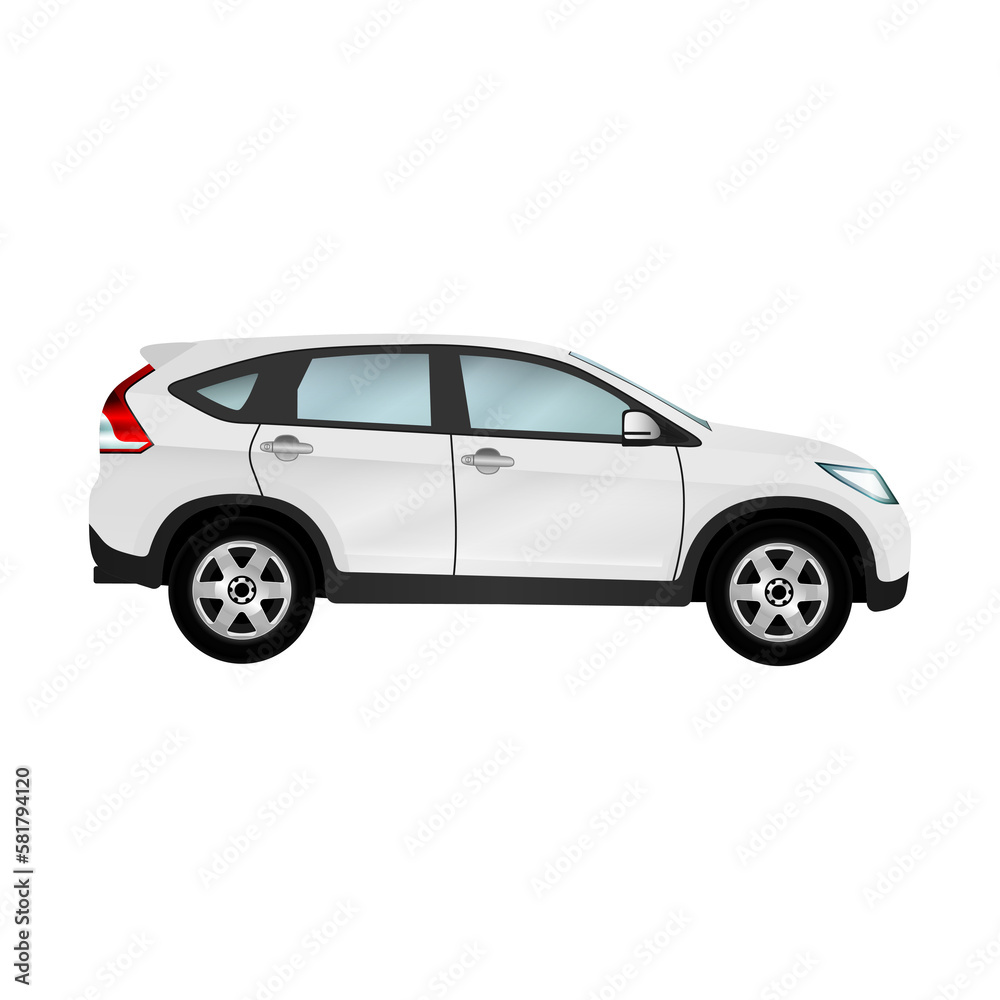 Cars white mockup realistic isolate on the background. Ready to apply to your design. Png illustration.
