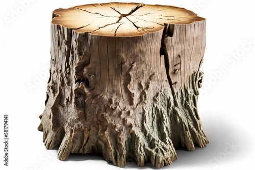 Teak trunk isolated with clipping path on white background a teak tree's stump after it has been pruned. Generative AI