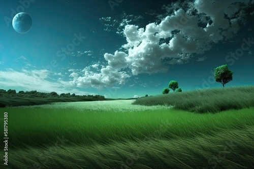 Sky and grass are both green. Generative AI