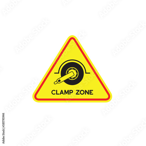 symbol of wheel clamping zone, road sign, vector art.
