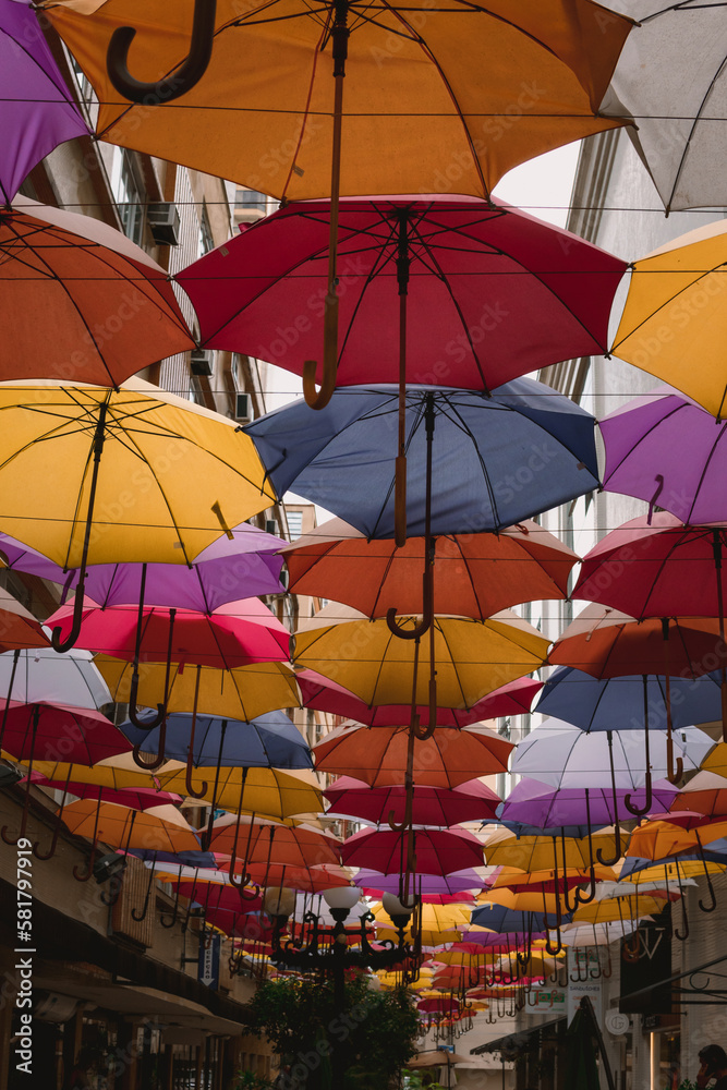 Obraz premium umbrellas beautiful decoration in a colorful street 
