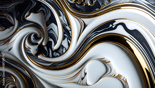 White Gray Glossy, Liquid marble Concept design abstract,azure tones with golden, Paint marble texture. Alcohol ink colors, Generative Ai.