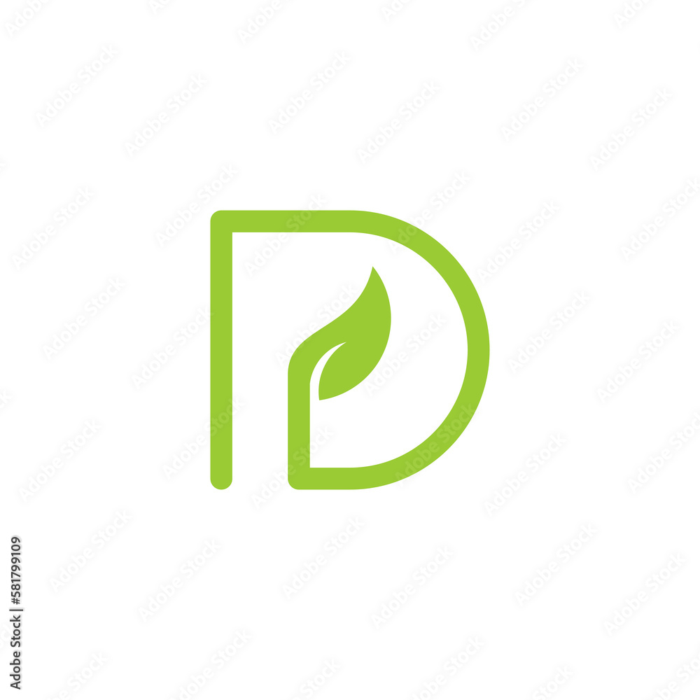 letter D logo leaf design vector image , letter d leaf logo icon design ...