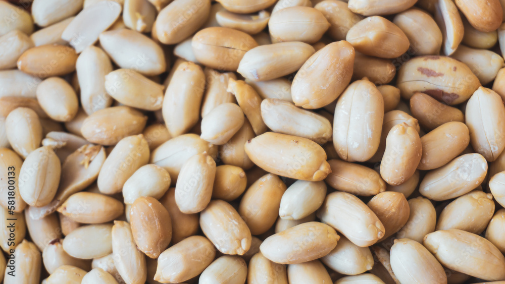 Peeled peanuts top view, delicious and tasty protein supply. Peeled peanuts top view, delicious and tasty protein supply.