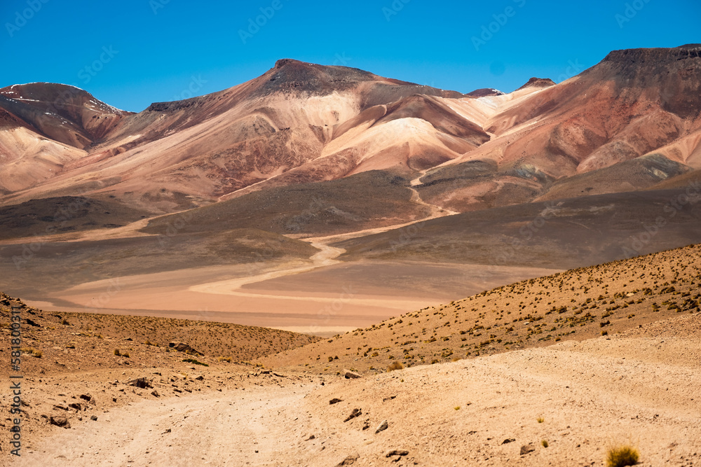 Laguna Route in Bolivia, Sand Desert Formation and Salt Water Lake Lagoon, Travel Destination along Andean Cordillera, Altiplano