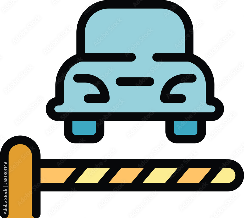 Parking barrier car icon. Outline parking barrier car vector icon for web design isolated on white background color flat Parking barrier car icon. Outline parking barrier car vector icon for web design isolated on white background color flat