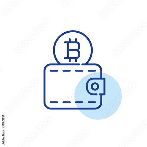 Bitcoin cryptocurrency wallet. Modern blockchain currency. Pixel perfect, editable stroke icon