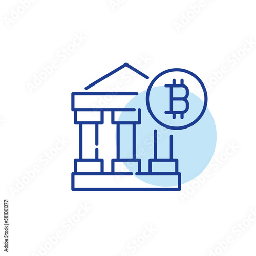 Bitcoin cryptocurrency bank. Modern technologically advanced payment method. Pixel perfect, editable stroke icon