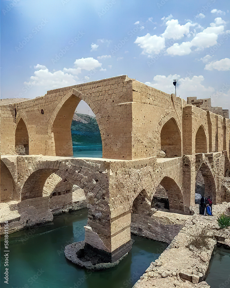 Abbasid stone bridge (aldelal), from Iraq - Created with Generative AI Technology