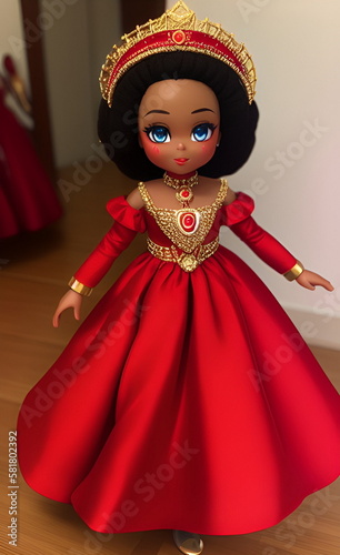 African princess wearing red gown