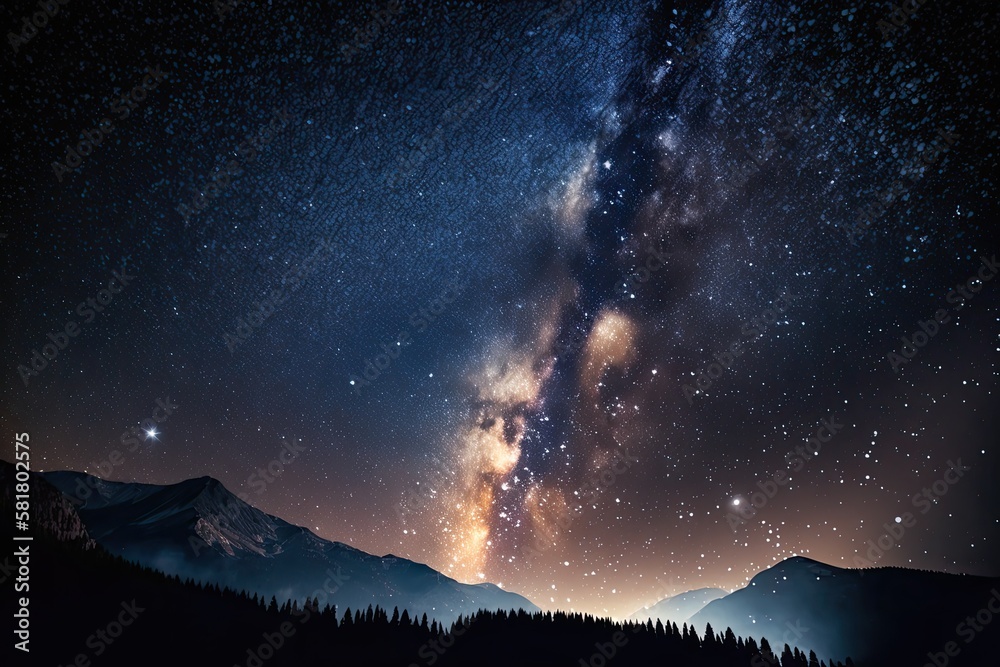 Dark night sky with stars and the Milky Way. Generative AI