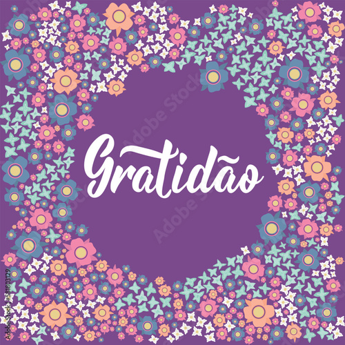 Gratitude card. Translation from Portuguese - Gratitude. Modern calligraphy. Gratidao