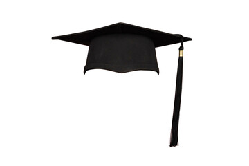 Photo of a black college graduation cap isolated on white transparent background, class of 2026, png file