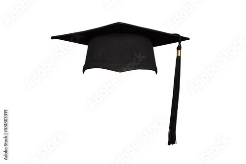 Fotografia Photo of a black college graduation cap isolated on transparent background