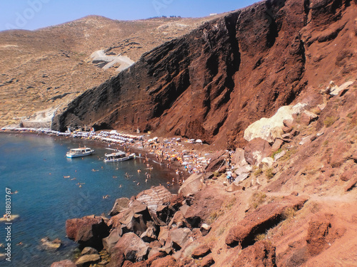 Swimming at the beach red beach, white beach, black beach, Santorini, Greece