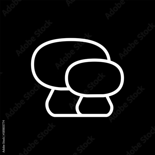 Two mushrooms. Big and small mushroom. Vector drawing and illustration. Line and outline style.