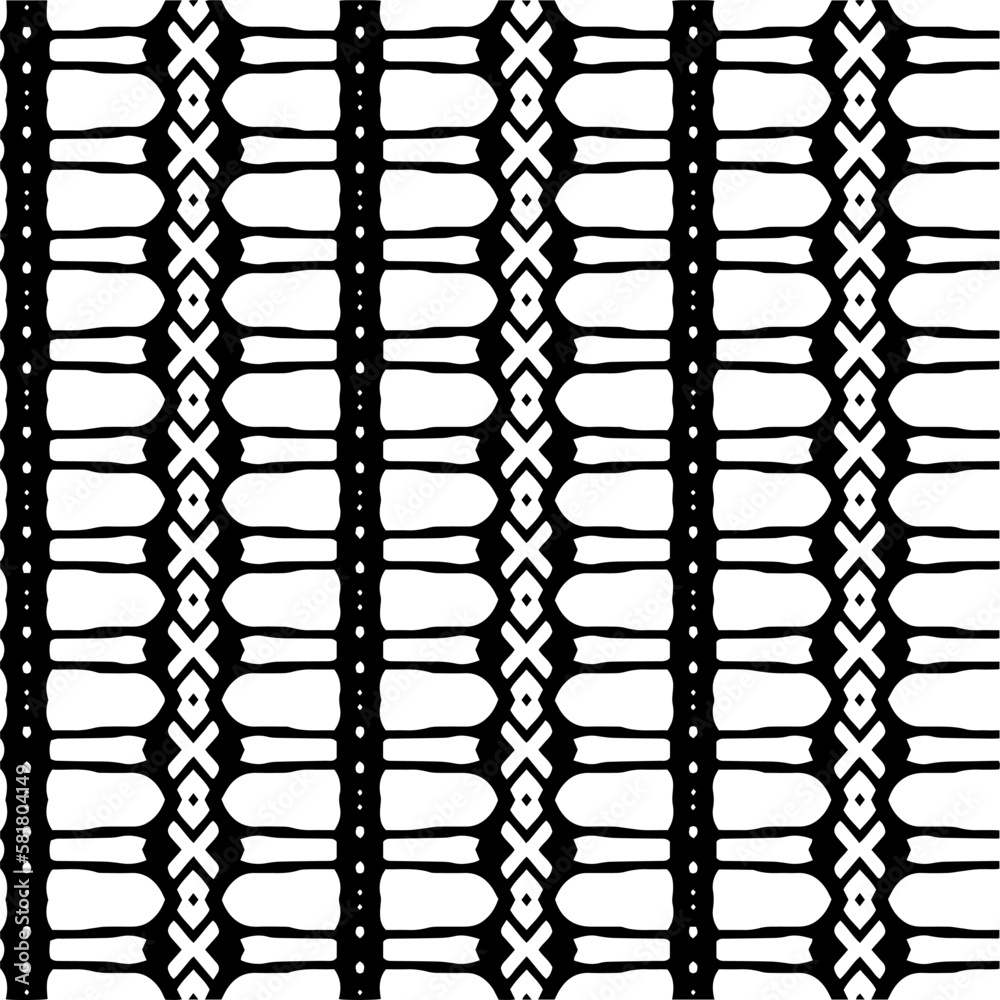 Vector geometric ornament in ethnic style. Seamless pattern with abstract shapes. Black and white geometric wallpaper. Repeating pattern for decor, textile and fabric.Abstraction art. Vector geometric ornament in ethnic style. Seamless pattern with abstract shapes. Black and white geometric wallpaper. Repeating pattern for decor, textile and fabric.Abstraction art.