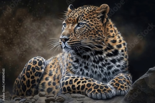 Fur of the North Chinese leopard (Panthera pardus japonensis). animal of the wild. Generative AI photo