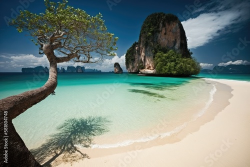 Krabi, Thailand's Poda island has a tropical beach. Generative AI