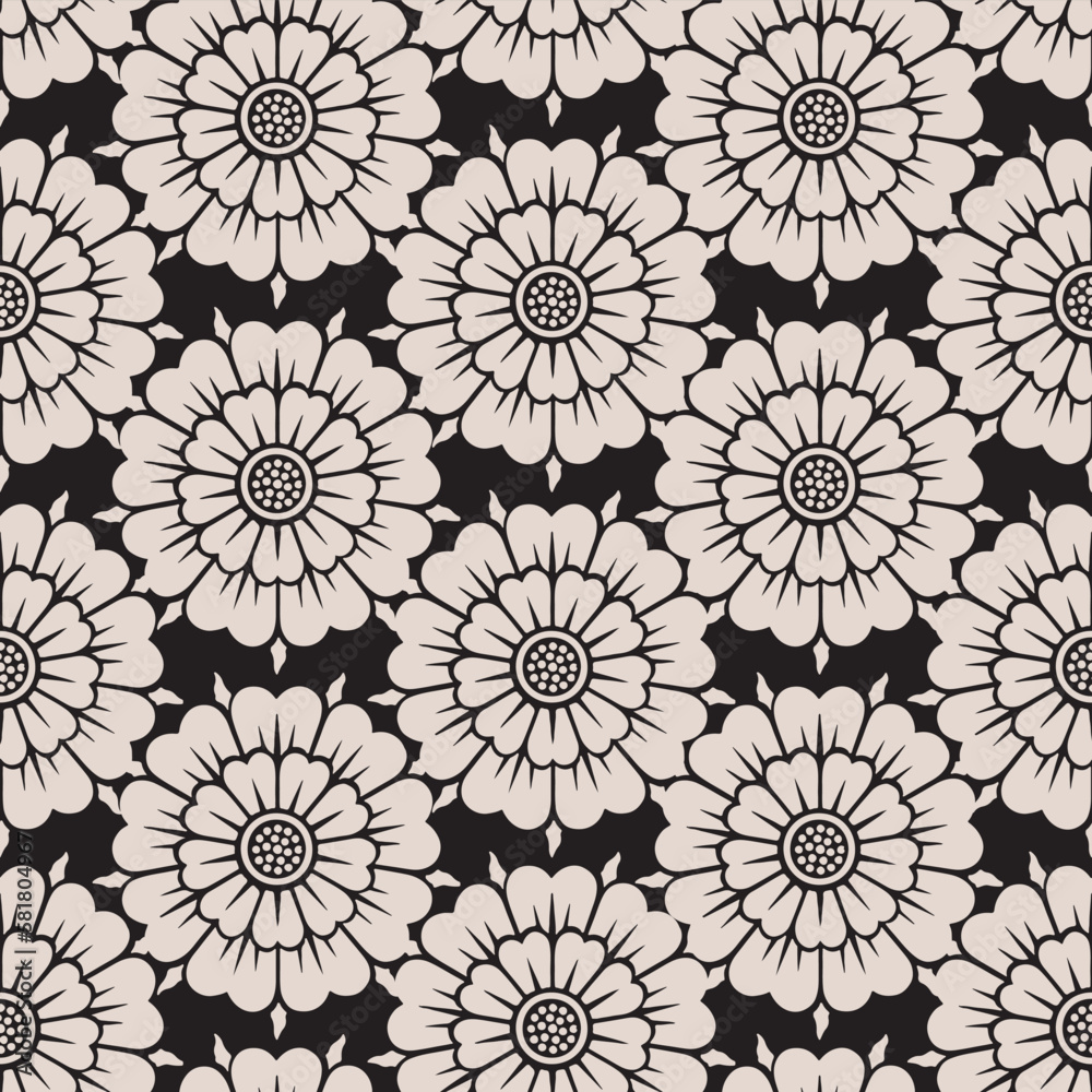 Blossom Flowers. Decorative vector seamless pattern. Repeating background. Tileable wallpaper print.
