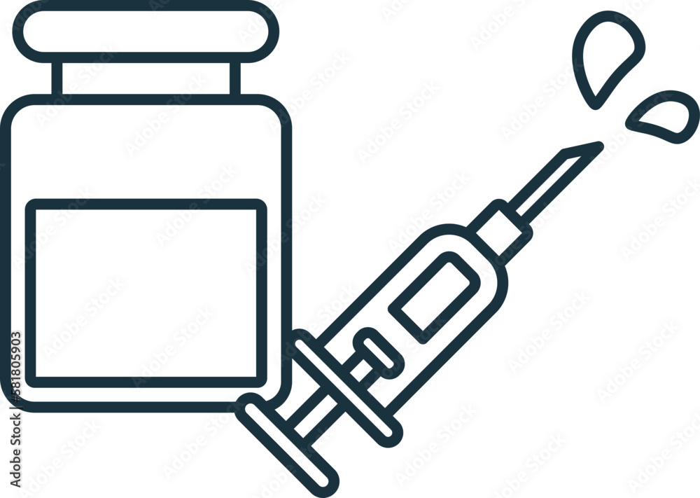 Injection line icon. Simple element from healthcare collection. Creative Injection outline icon for web design, templates, infographics and more Injection line icon. Simple element from healthcare collection. Creative Injection outline icon for web design, templates, infographics and more