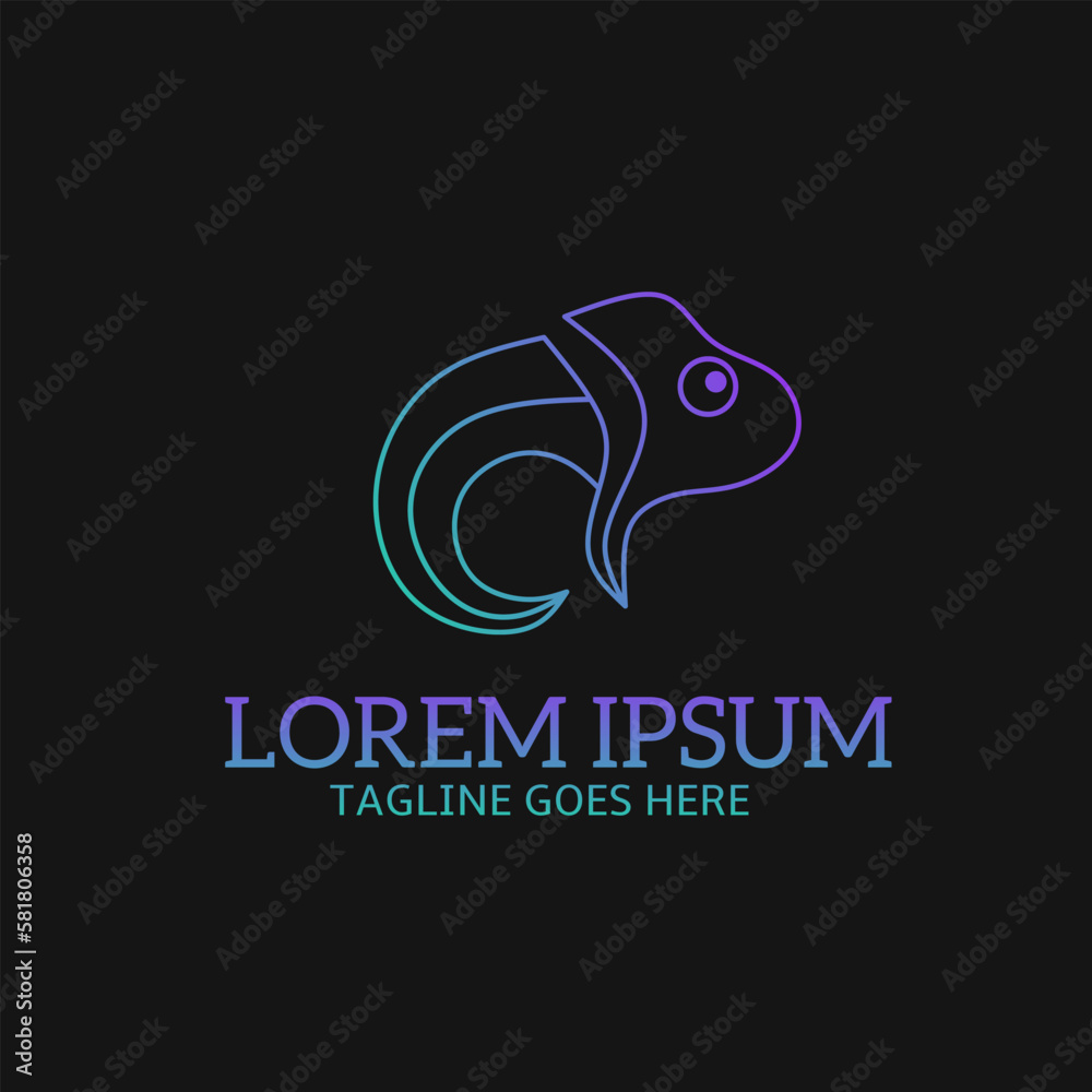 illustration vector graphic of chameleon logo template simple line art gradient color illustration vector graphic of chameleon logo template simple line art gradient color