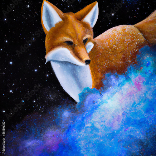 Fox in the night sky