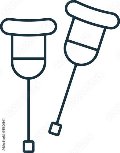 Pair Of Crutches line icon. Simple element from healthcare collection. Creative Pair Of Crutches outline icon for web design, templates, infographics and more