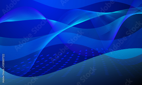 blue lines wave curve and dot lines wave abstract technology background