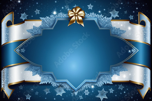 Background with stars and ribbon. Merry Christmas, winter holiday, happy new year, advertisement, invitation, or birthday card concept with text space made with Generative AI 