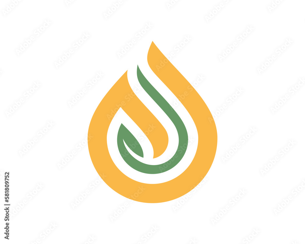 Fire flame and green leaf combination logo Fire flame and green leaf combination logo
