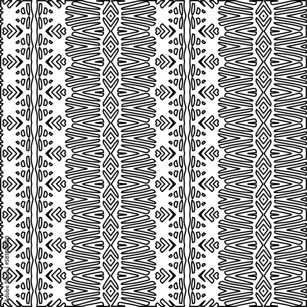 Stylish texture with figures from lines.Abstract geometric black and white pattern for web page, textures, card, poster, fabric, textile. Monochrome graphic repeating design. 