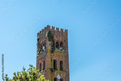Bell tower of Santi Quirico e Giulitta is 12th-century Roman Catholic parish church in Capannori, province of Lucca, region of Tuscany, Italy.