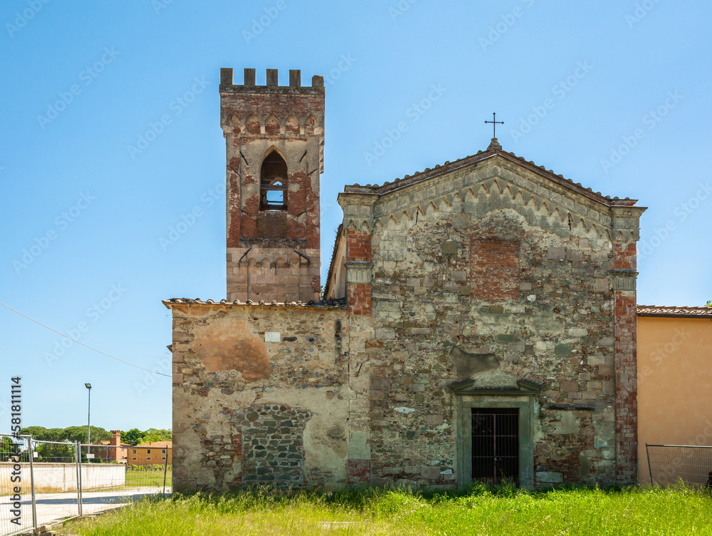 San Pietro abbey at Badia Pozzeveri an fraction of the municipality of Altopascio - 11th century -, Lucca province, Tuscany. An important archaeological italian site - Tuscan region, Italy