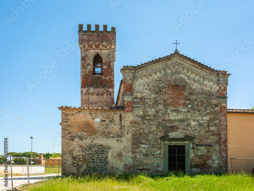 San Pietro abbey at Badia Pozzeveri an fraction of the municipality of Altopascio - 11th century -, Lucca province, Tuscany. An important archaeological italian site - Tuscan region, Italy photo