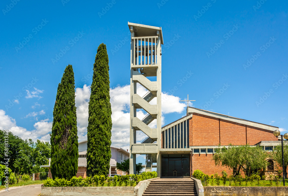 modern Parish church of Badia Pozzeveri, Altopacio village, Lucca province, Tuscany region in central Italy - Europe