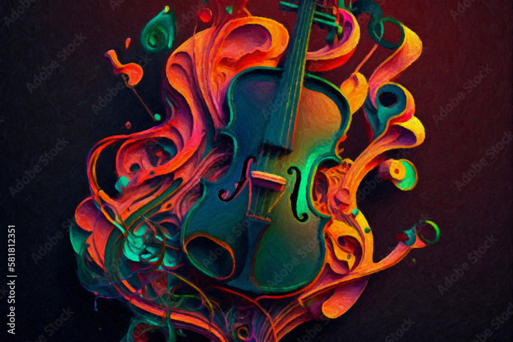 Abstract artistic illustration of a violin in pop art style. AI Generative Abstract artistic illustration of a violin in pop art style. AI Generative