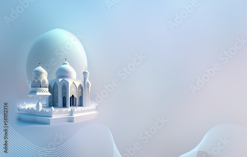 3d Mosque Image for  social media banner design, Generative AI Design