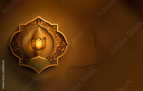 Ramadan Kareem 3d lamp Image for  social media banner design Generative AI Design